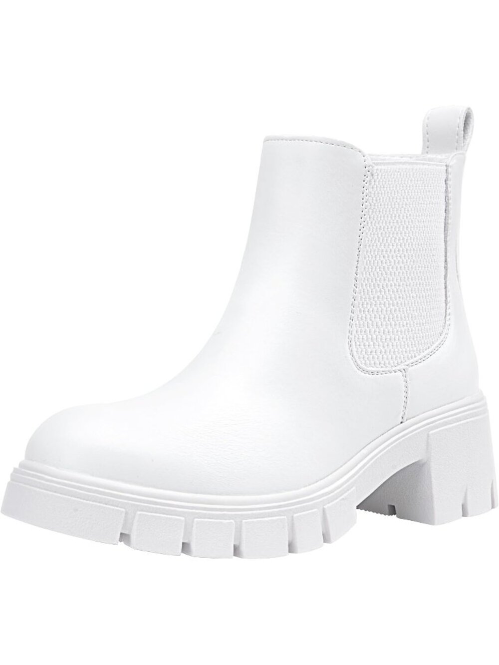 🆕Women's White Chelsea Ankle Boots Chunky Platform Lug Sole Shoes